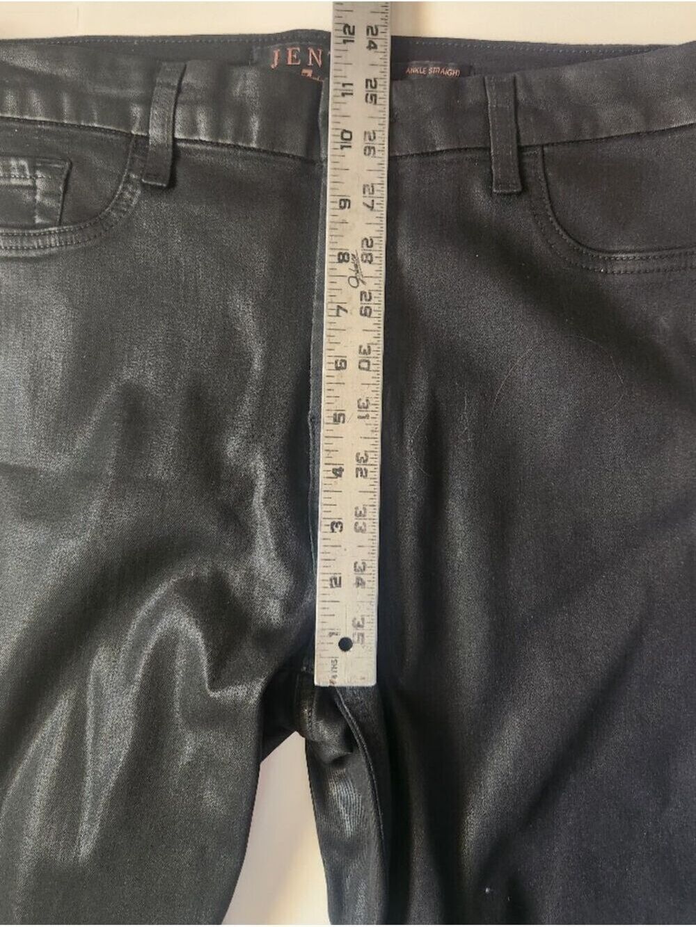 Jen7 by 7 For All Mankind Coated Ankle Straight Leg Jeans in Black - Size 14 - Picture 5 of 13